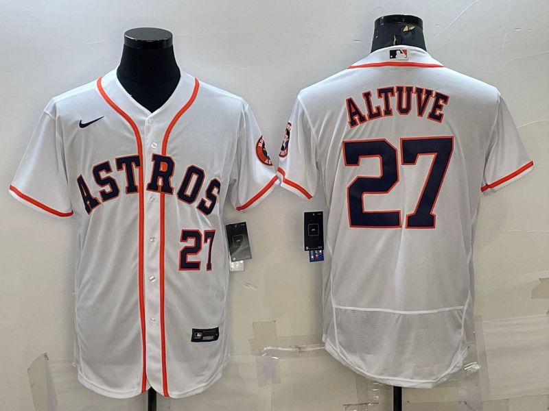 Men Houston Astros 27 Altuve White Elite Nike 2022 MLB Jerseys